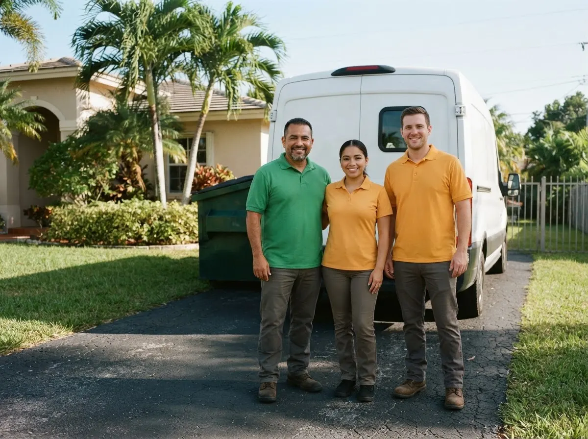 GreenRoute Waste Removal dumpster team in Miam, FL